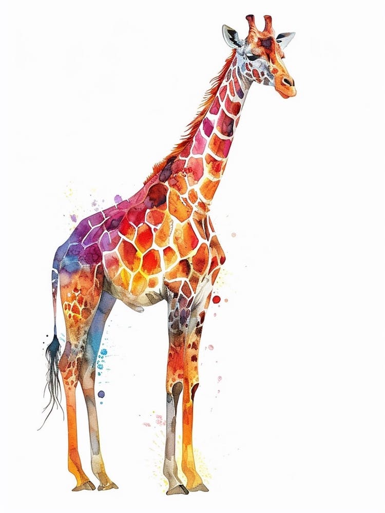 Giraffe Geometric Watercolour Pattern 2