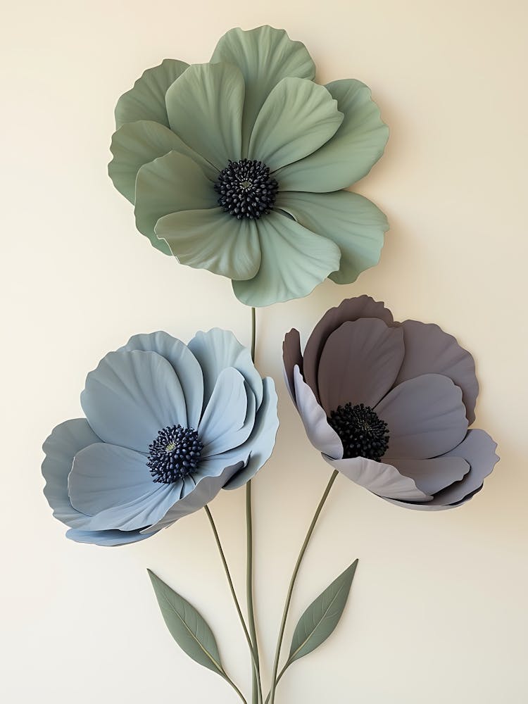Three Flowers On A Wall