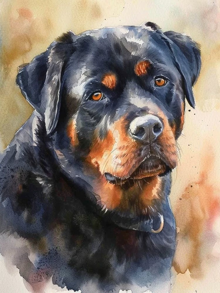 Rottweiler Watercolor Painting 3