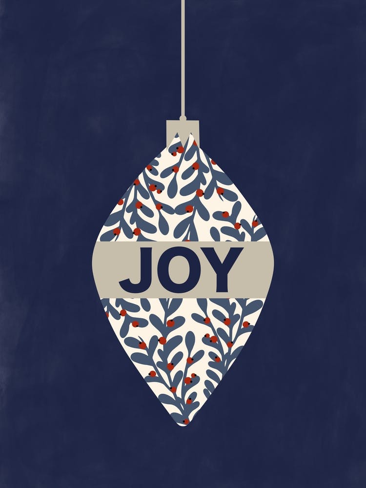 Joy Navy Christmas Ornament