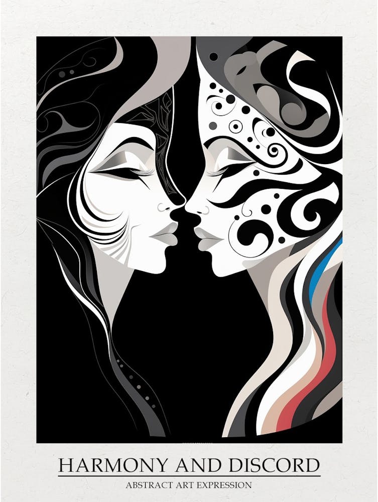 Harmony And Discord Abstract Black And White 1 Poster