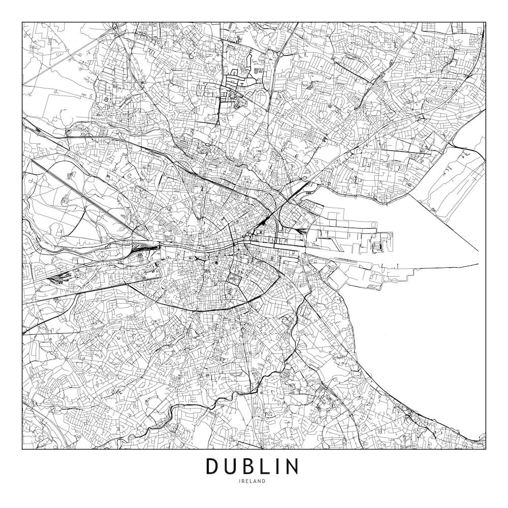 Dublin White Map Square