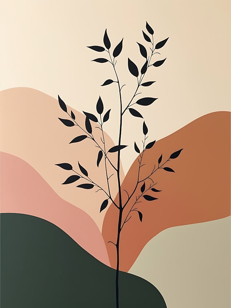 Soft Sage Floral Silhouettes in Neutral Tones