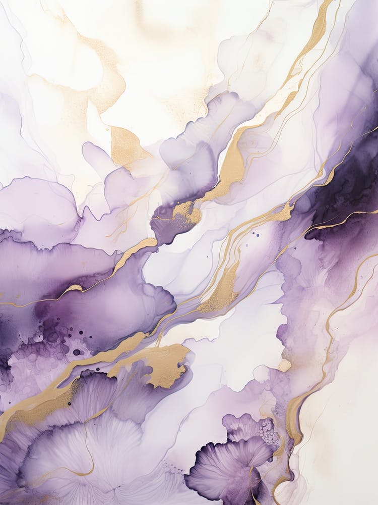 Lilac, Black, Gold Flow Asbtract Painting 6