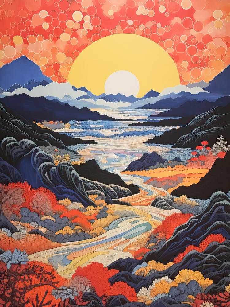 Aso Caldera In Kumamoto, Ukiyo E Drawing 3