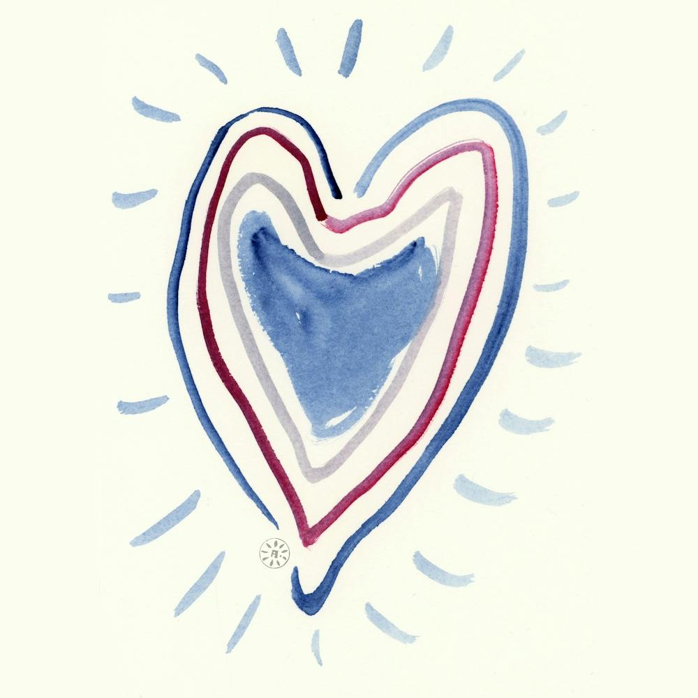 Joy Of Love - square minimal watercolor heart romance white ivory