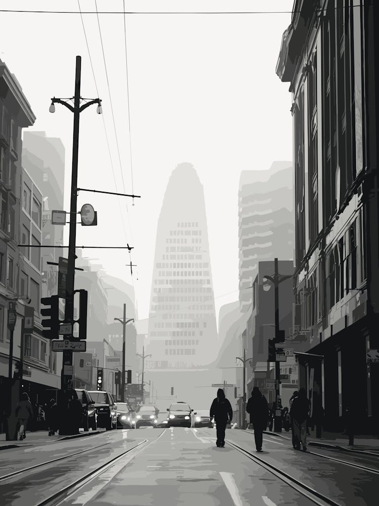 San Francisco, Black And White Analogue Photograph 1