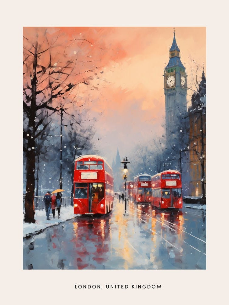 Dreamy Winter Painting Poster London United Kingdom 1