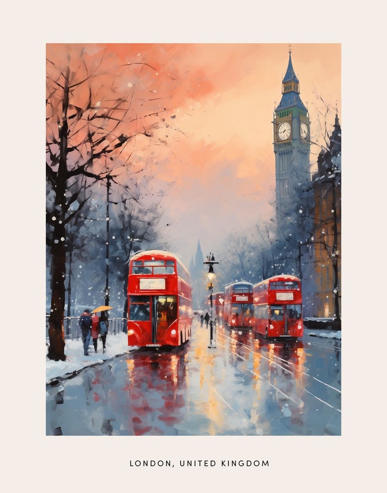 Dreamy Winter Painting Poster London United Kingdom 1