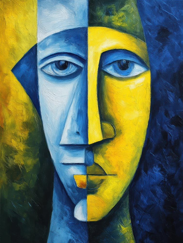 Abstract Painting, Oil On Canvas, Blue Color