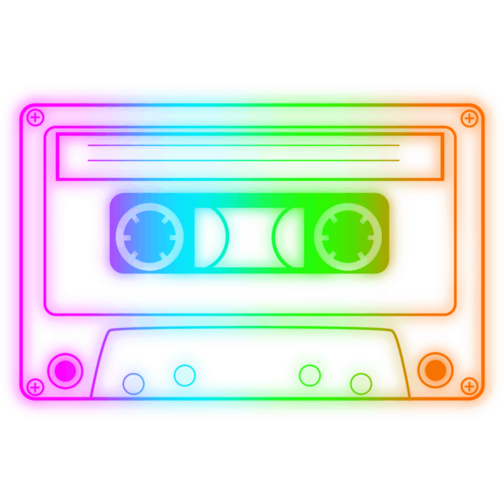 Neon Cassette Icon Vector Illustration