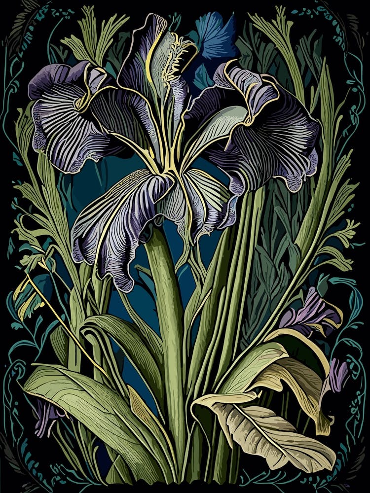 Iris Wildflower Vintage Botanical