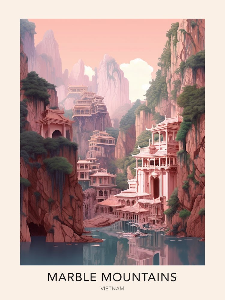 The Marble Mountains Vietnam Travel Poster