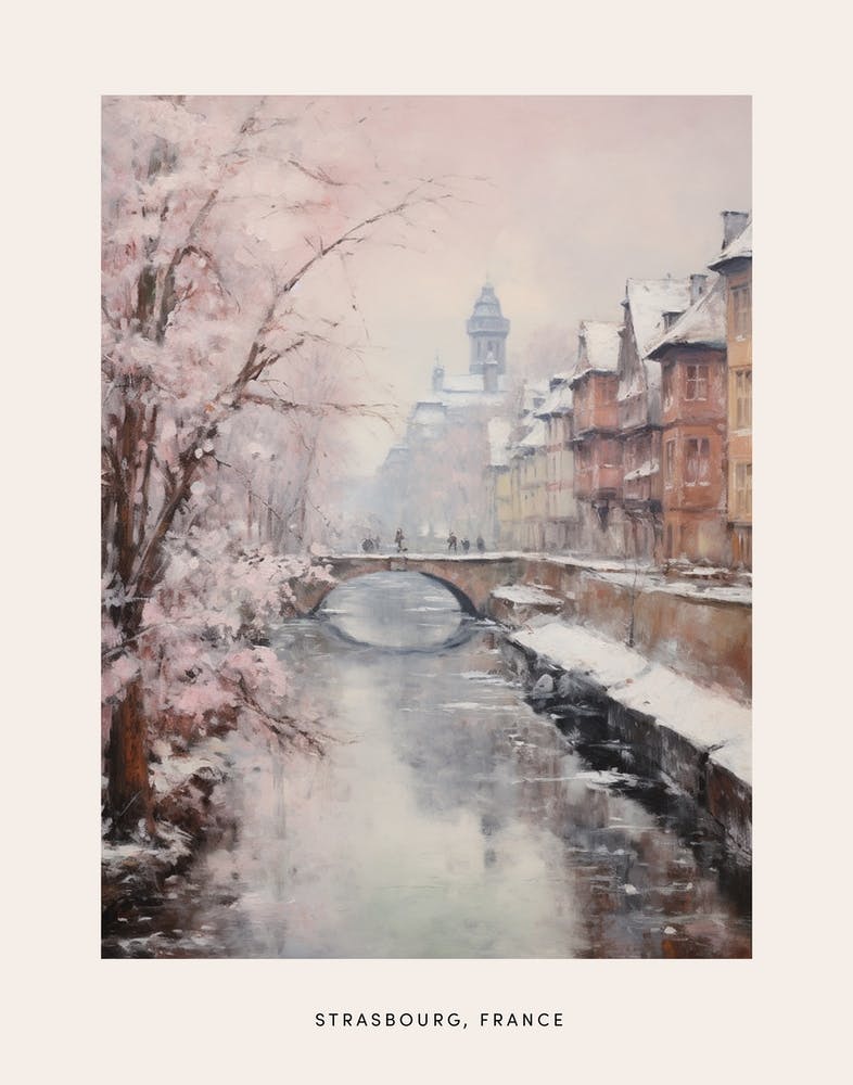 Dreamy Winter Painting Poster Strasbourg France 1