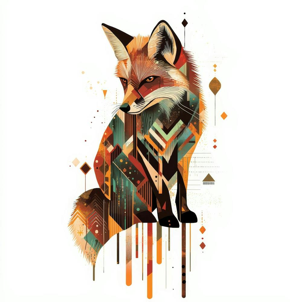 Geometric Fox.Generated AI. Wall