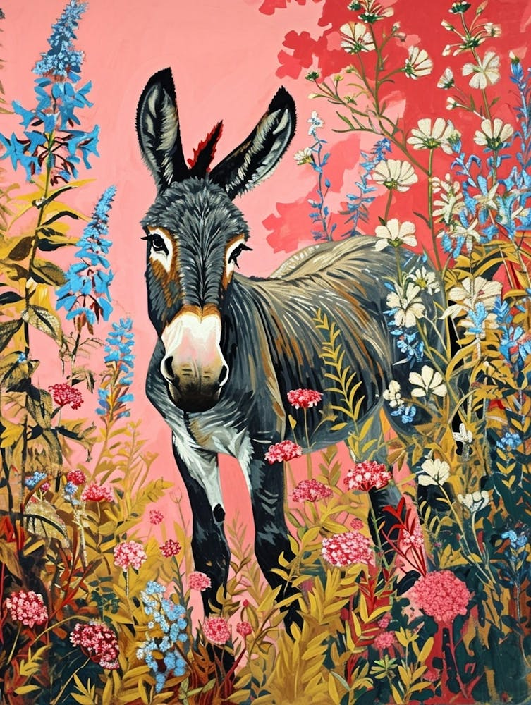 Floral Animal Painting Donkey 1