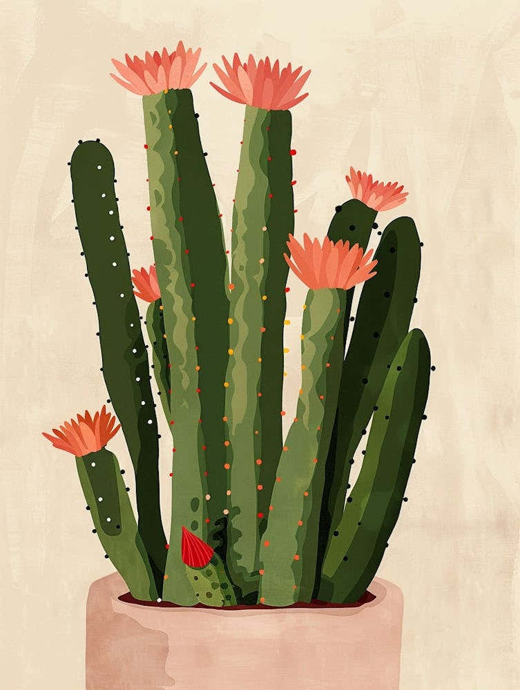Christmas Cactus Plant Minimalist Illustration 7