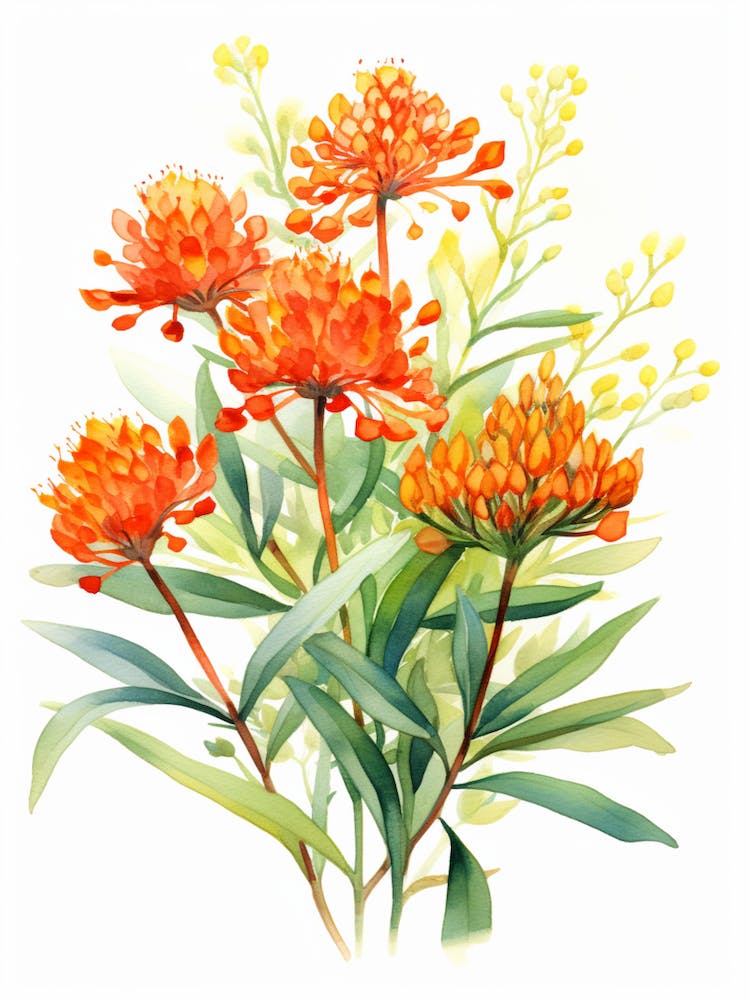 Butterfly Weed Wildflower In Watercolor  (4)