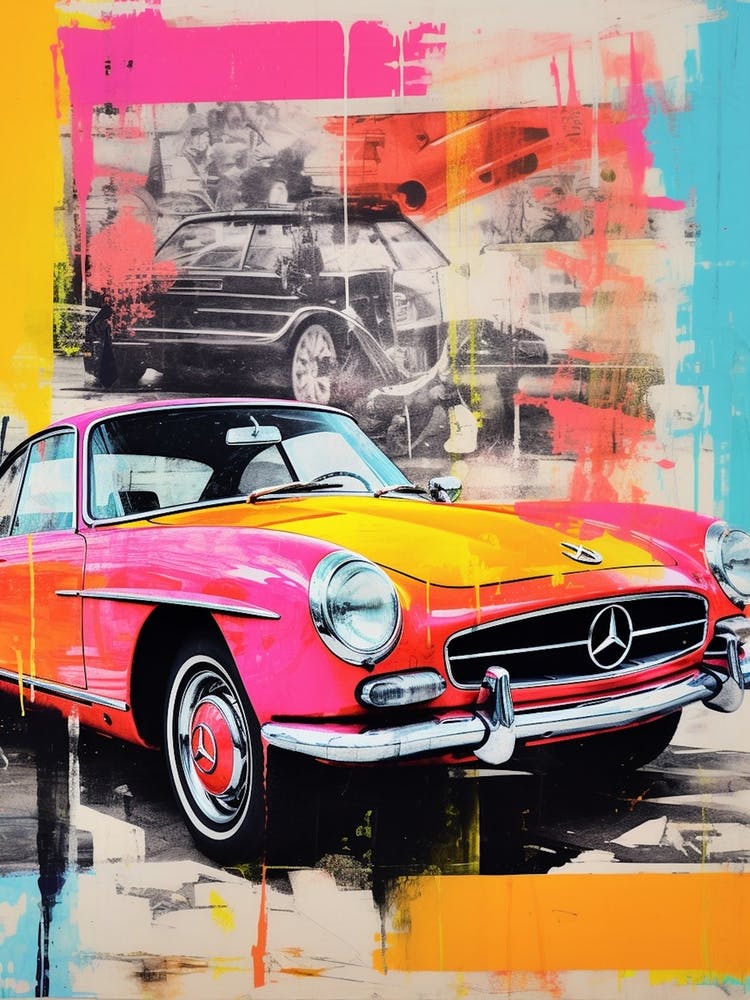Classic Car Pop Art Risograph Inspired 4