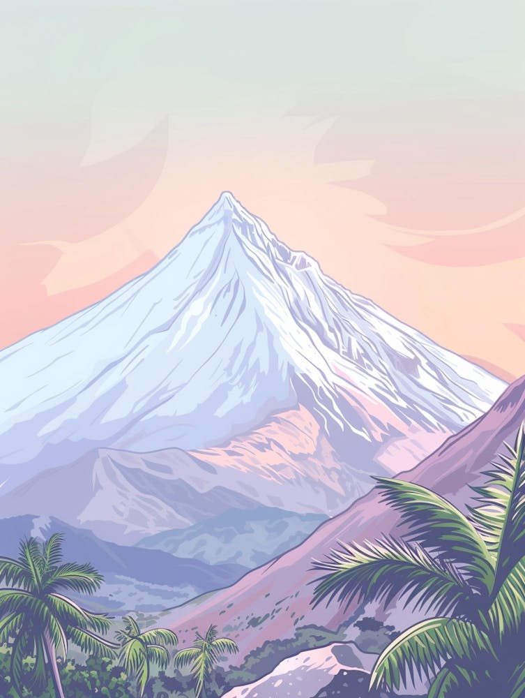 Mount Apo Philippines Color Line Drawing (5)