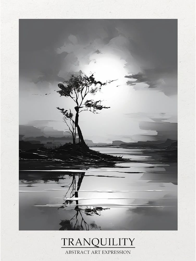 Tranquility Abstract Black And White 3 Poster