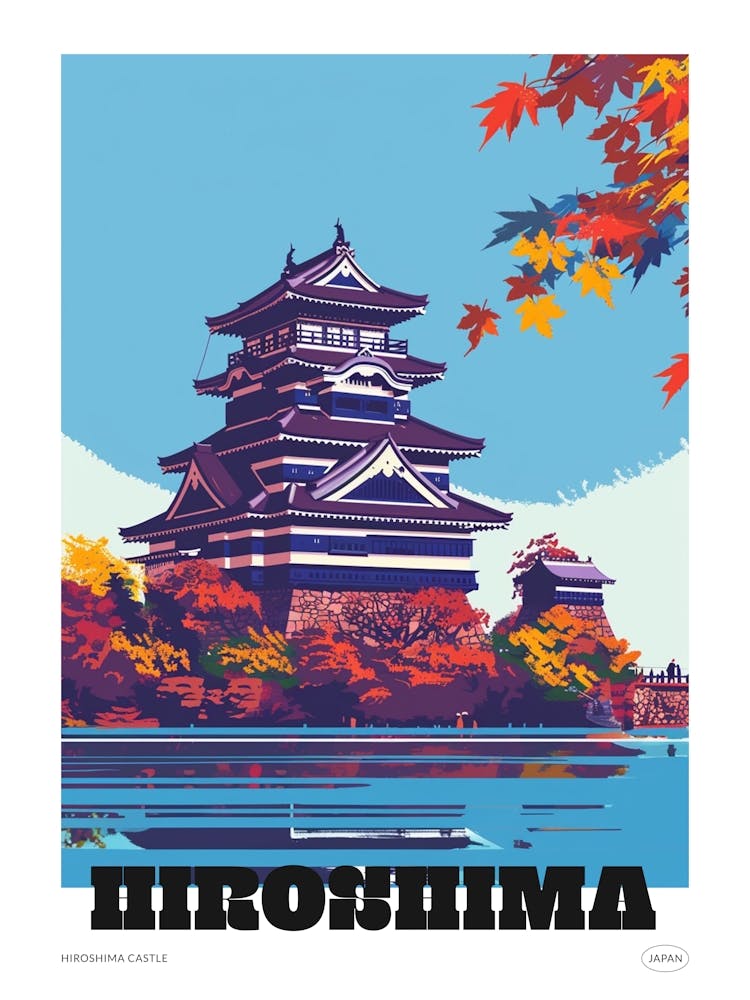 Hiroshima Castle Colourful Illustration Poster