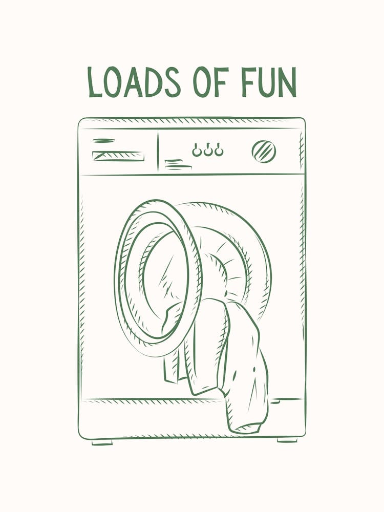 Loads Of Fun Basket Laundry Green Poster