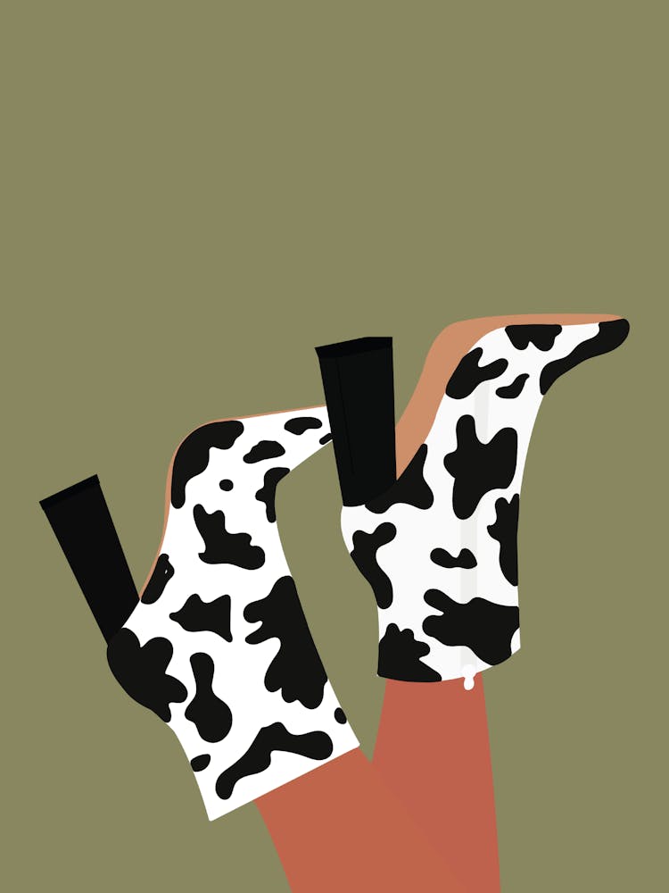 Cow Print boots Fashion wall art