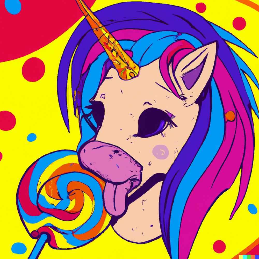 Unicorn suckling lollipop