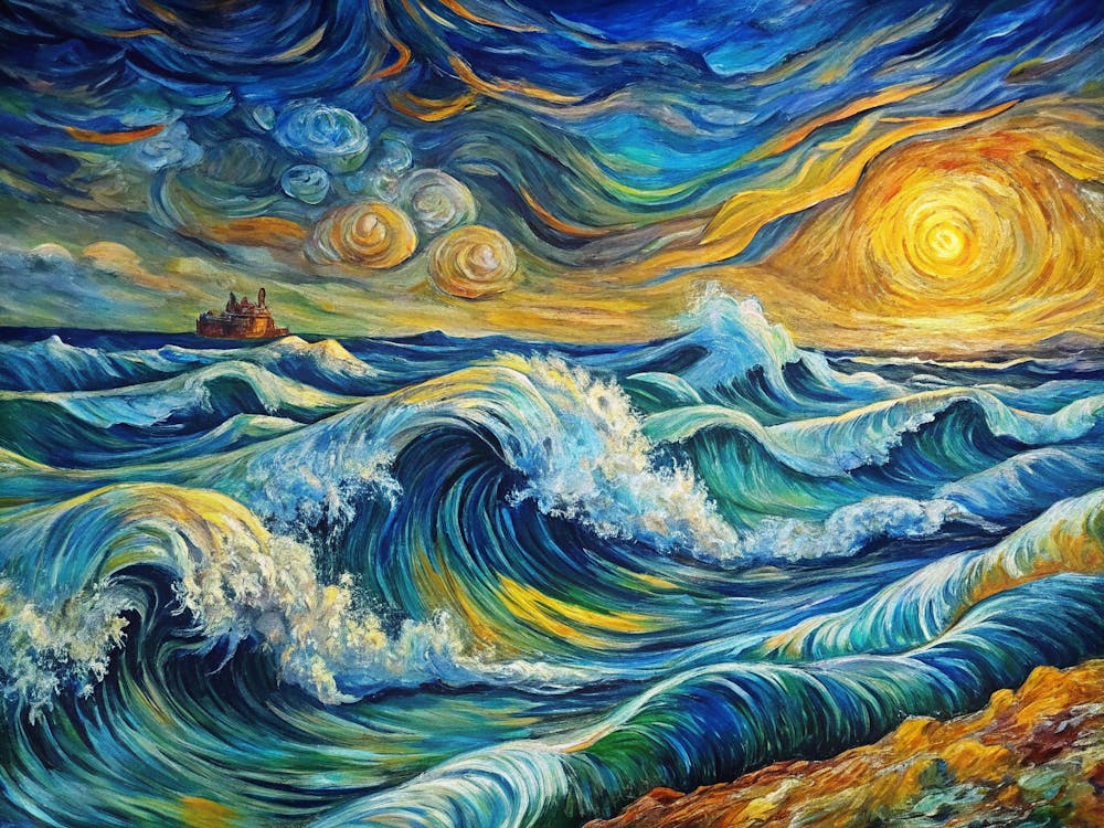Waves At Sunset