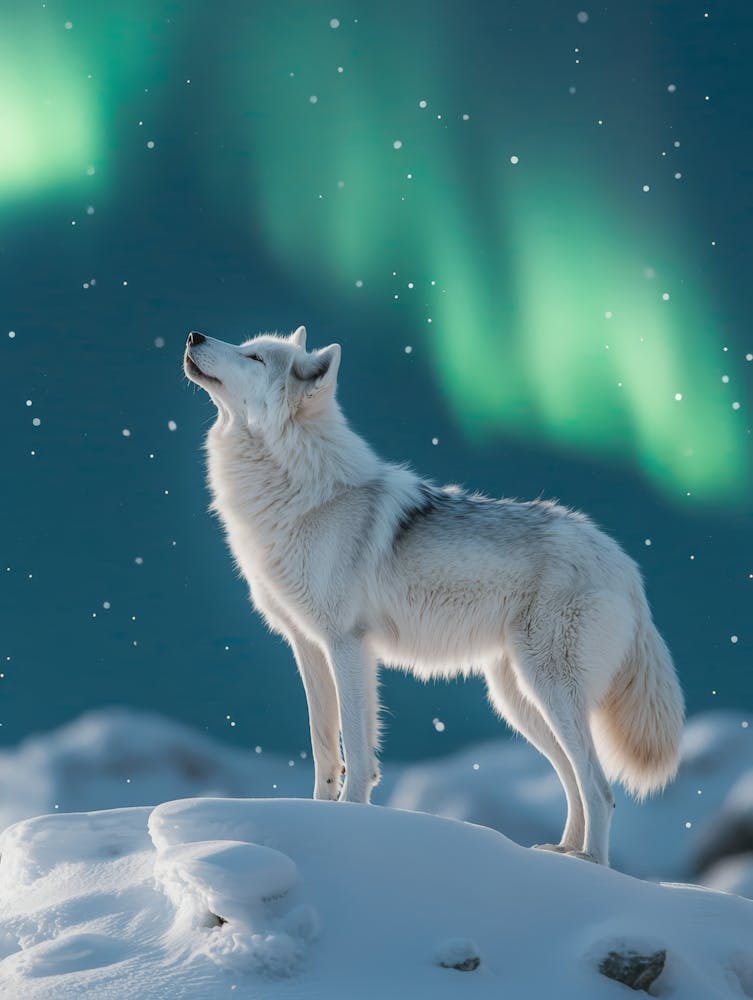 White Wolf Howling. Generated with AI. 1