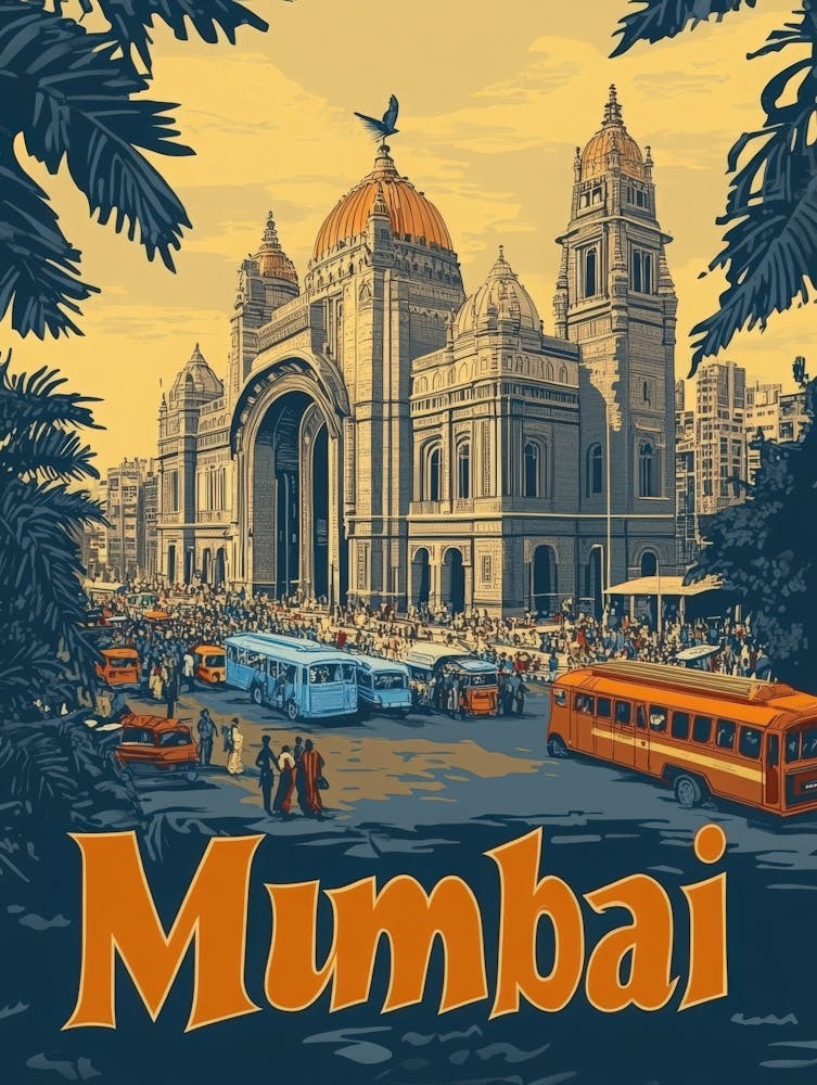 Aihrgdesign A Retro Travel Poster For Mumbai