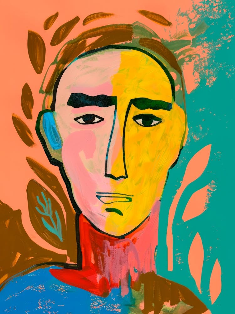 Maximalist Colorful Portrait Of A Man