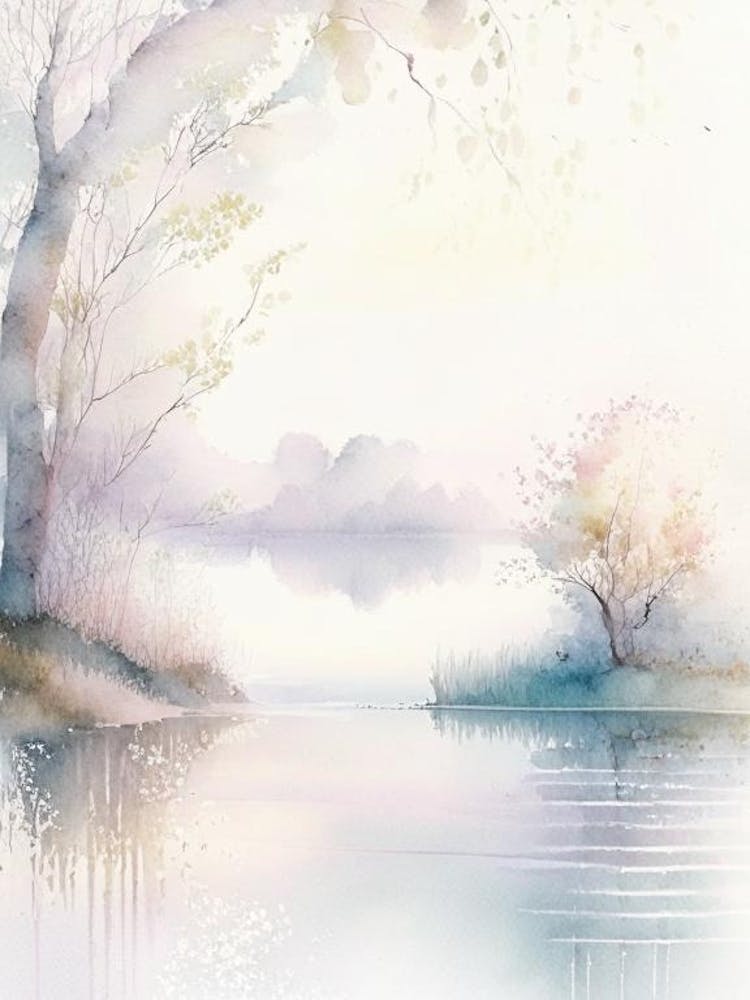Lake Waterscape Gouache 1
