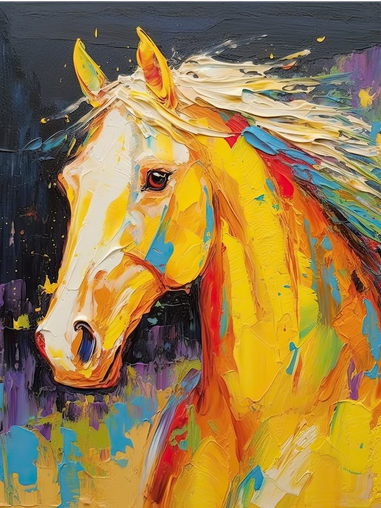 Horse Head Impasto Painting