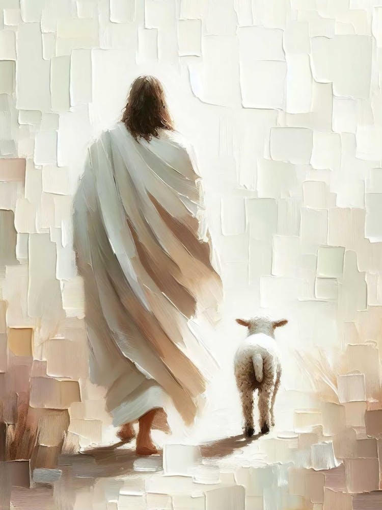 Édition limitée Leave The 99 Art numérique, Peinture chrétienne, Art Jésus et l'Agneau, Jesus Leaves The 99, Art mural verset biblique, Art numérique LDS