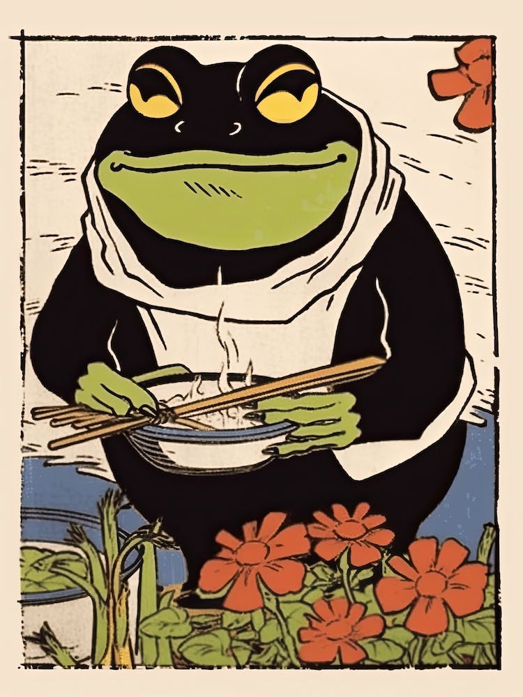 Frog Eating Ramen,  Matsumoto Hoji Inspired Japanese 2