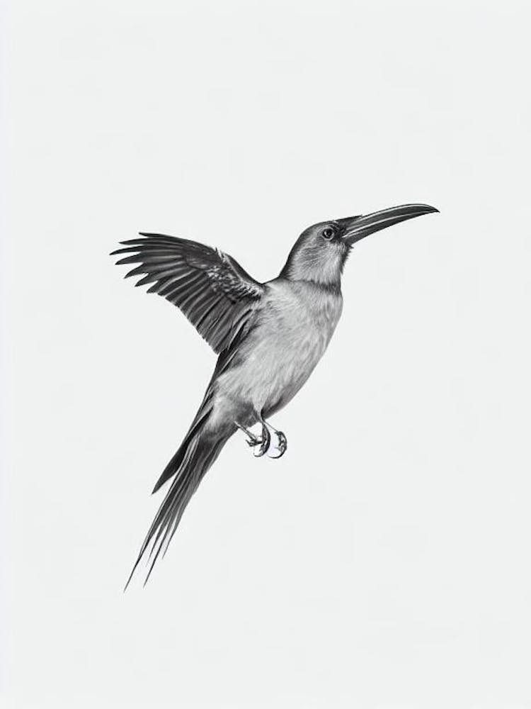 Raven B&W Pencil Drawing 3 Bird