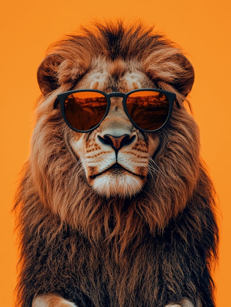 Lion In Sunglasses. Generated AI.