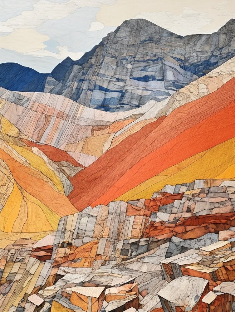 Scafell Pike England 3 Colourful Mountain Illustration