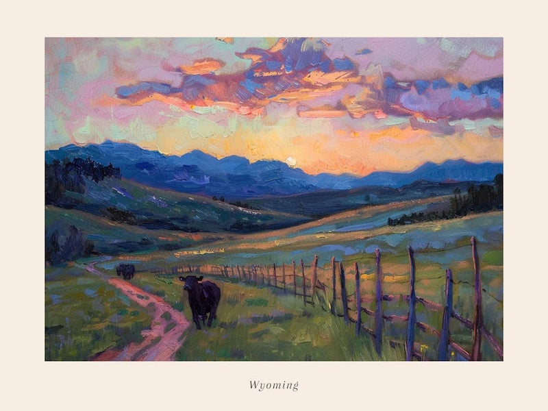 Western Sunset Landscapes Wyoming 3 Poster