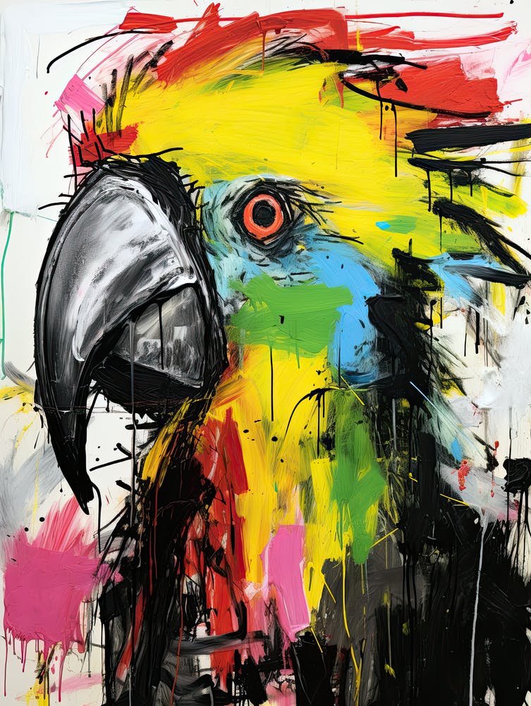 Graffiti Chronicles: Parrot Tales in Basquiat's World