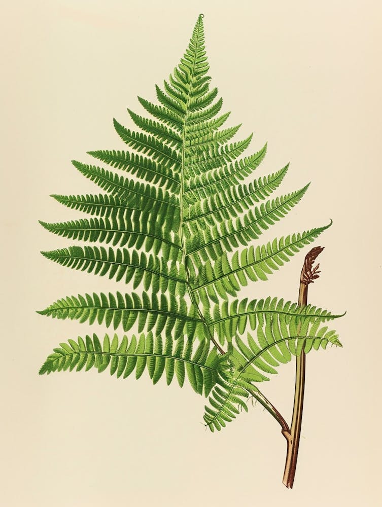 Vintage Illustration Leatherleaf Fern 3