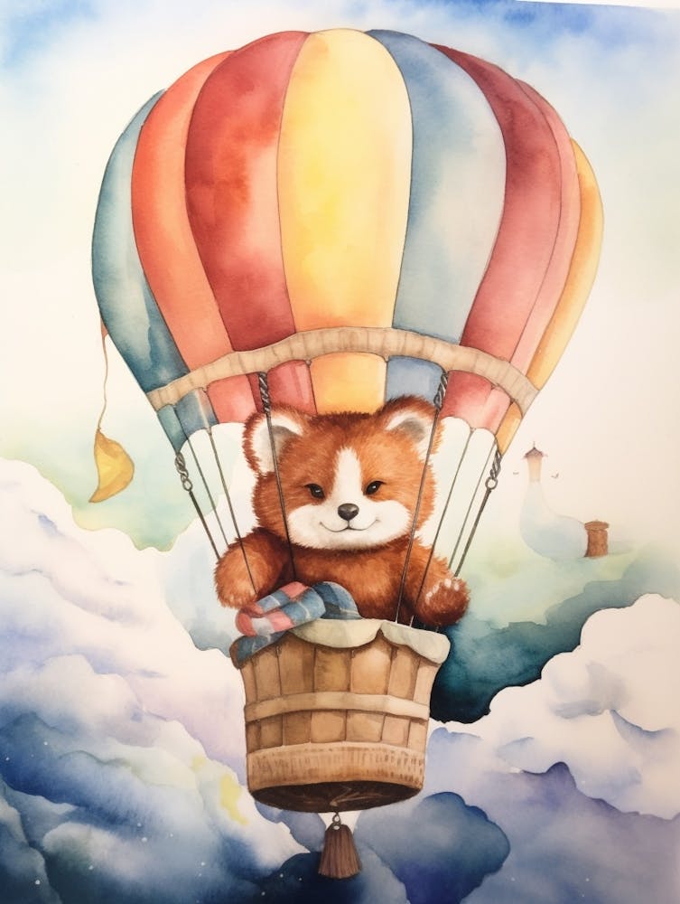 Baby Red Panda 1 In A Hot Air Balloon
