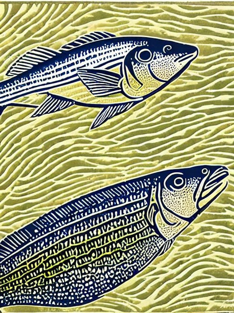 Bluestreak Cleaner Wrasse II Linocut