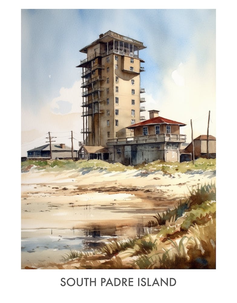 South Padre Island Watercolor 4travel Poster