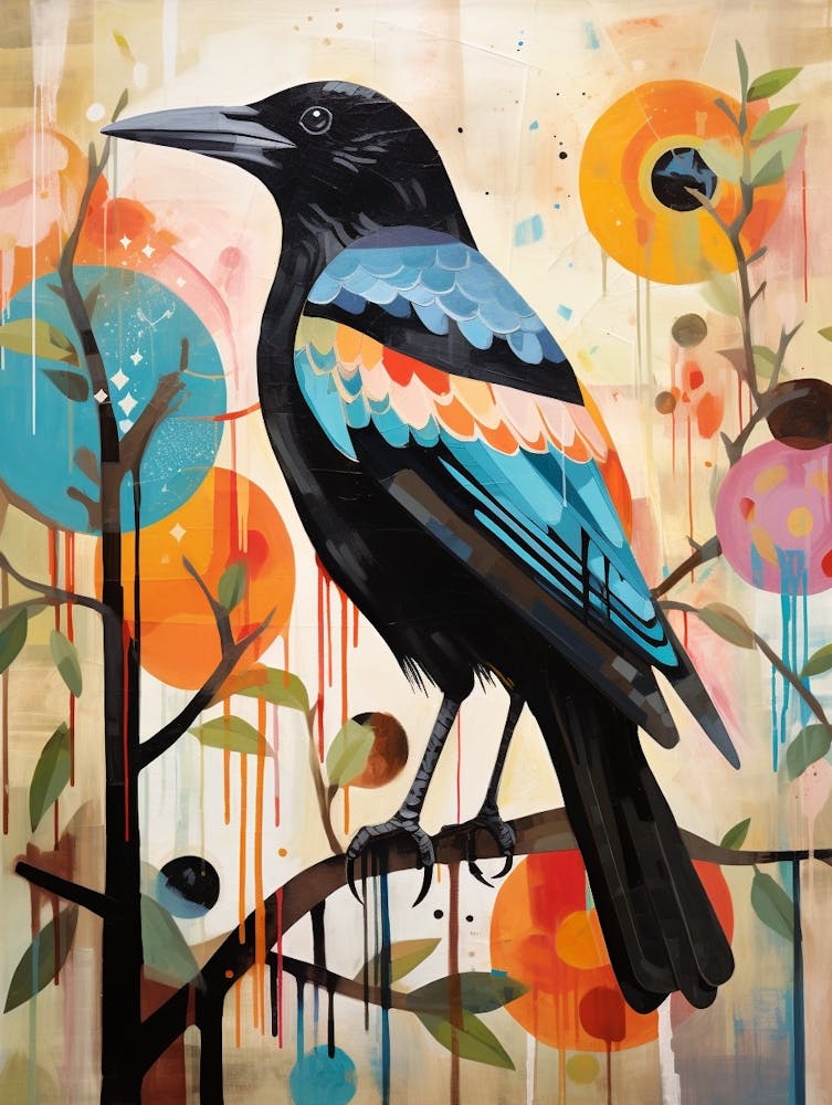 Bird Painting Collage Crow 3