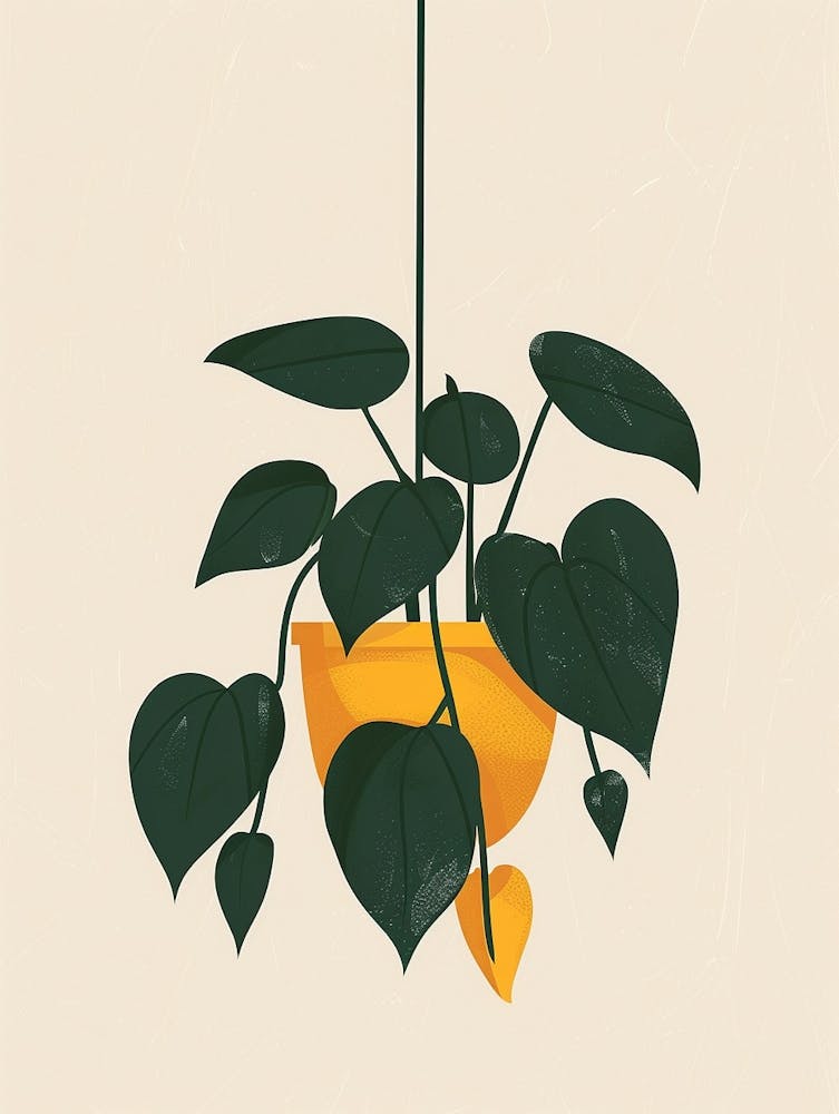 Pothos Plant Minimalist Illustration 3