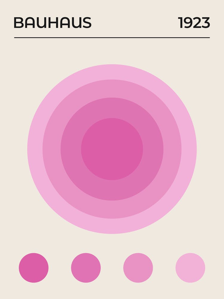 Bauhaus Pink Circles 1923 Exhibition, 70s, 80s, abstract, bauhaus, circles, colorful, cool, European, exhibition, French, geometric, museum, pink, retro, summers, vintage 1