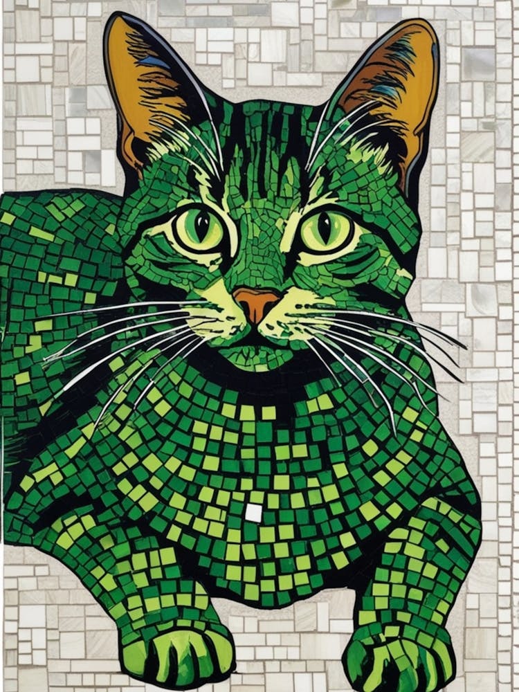 Green Cat Mosaic